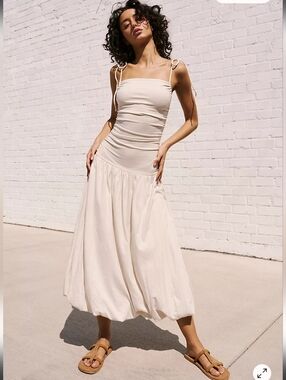 Free People Liza Drop Waist Midi Dress🤍
